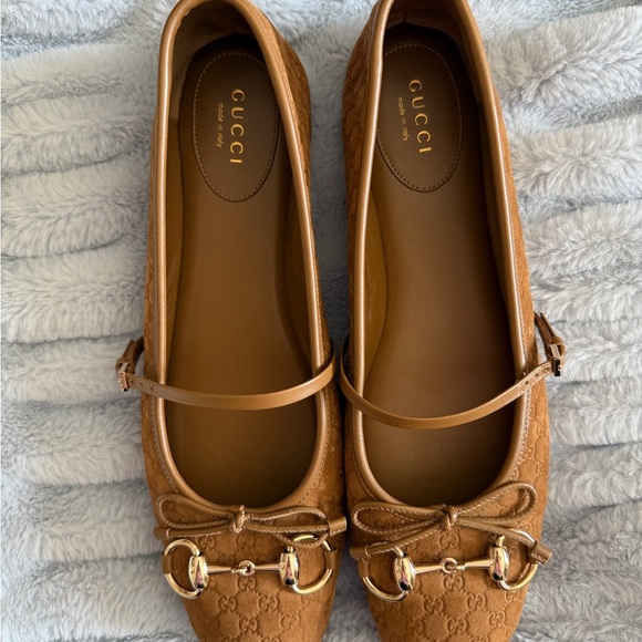 Gucci Brown GG Monogram Mary Jane Flats with Horsebit - Picture 2 of 6